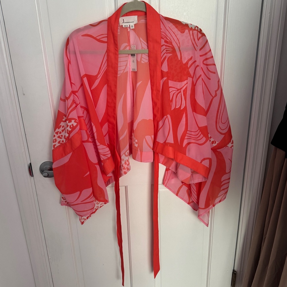 Anthropologie Sheer Front-Tie Cropped Kimono